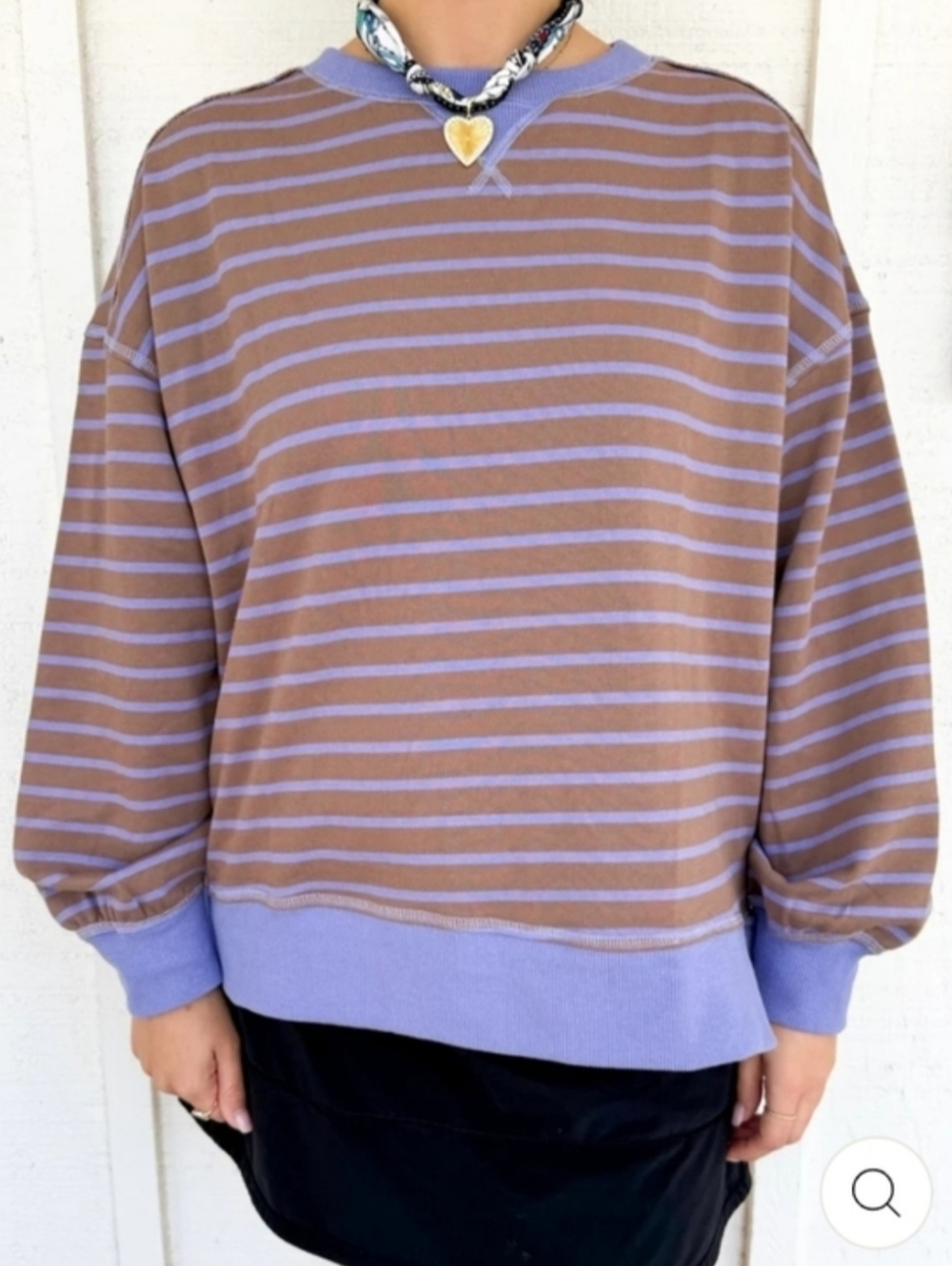 Women's Striped Long Sleeve Top In Lavender/Mocha